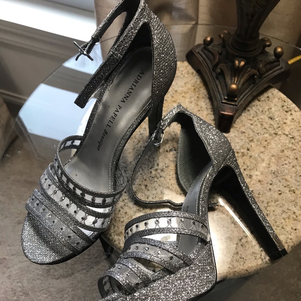 Silver evening shoes